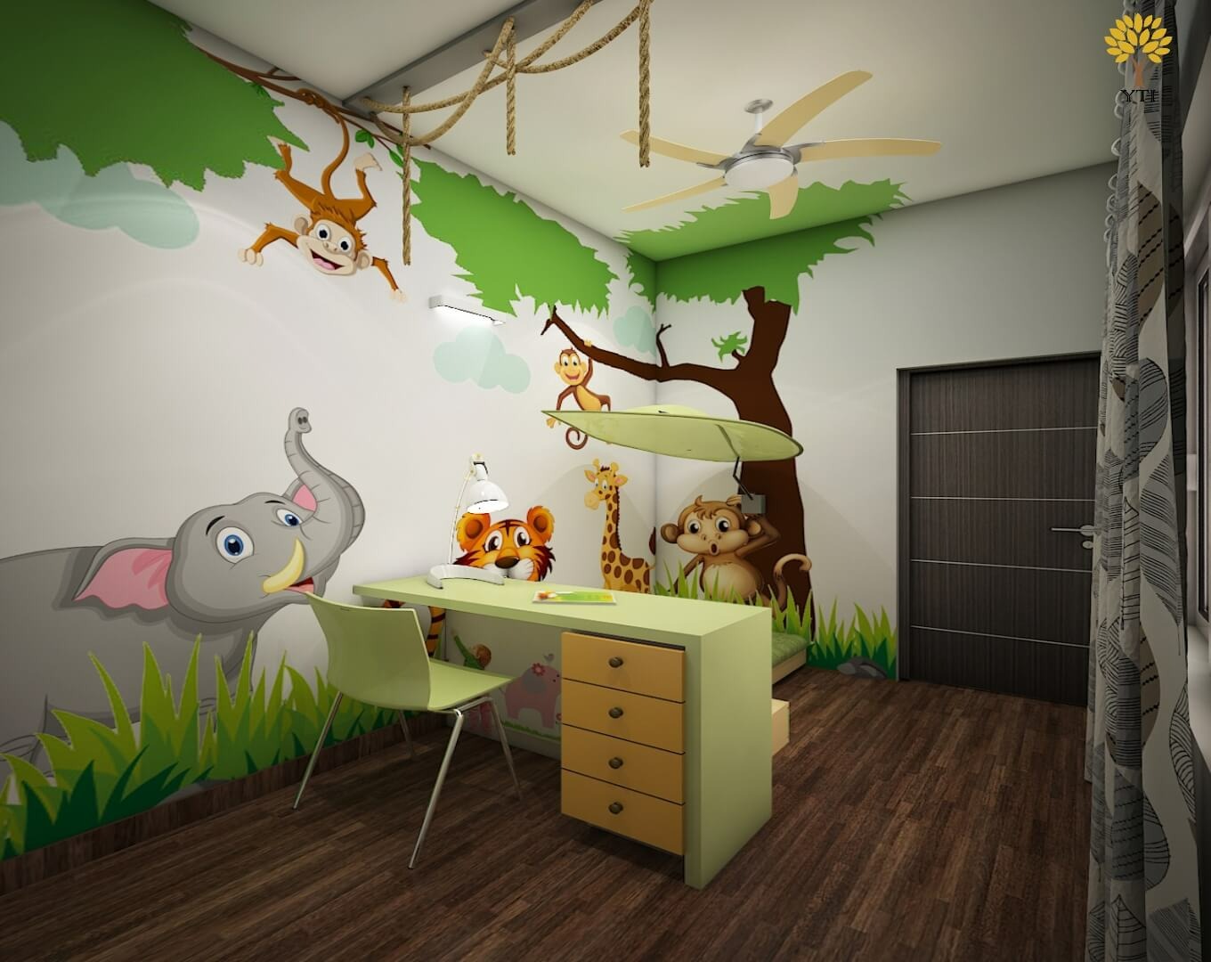 Jungle-Themed Room-with-table